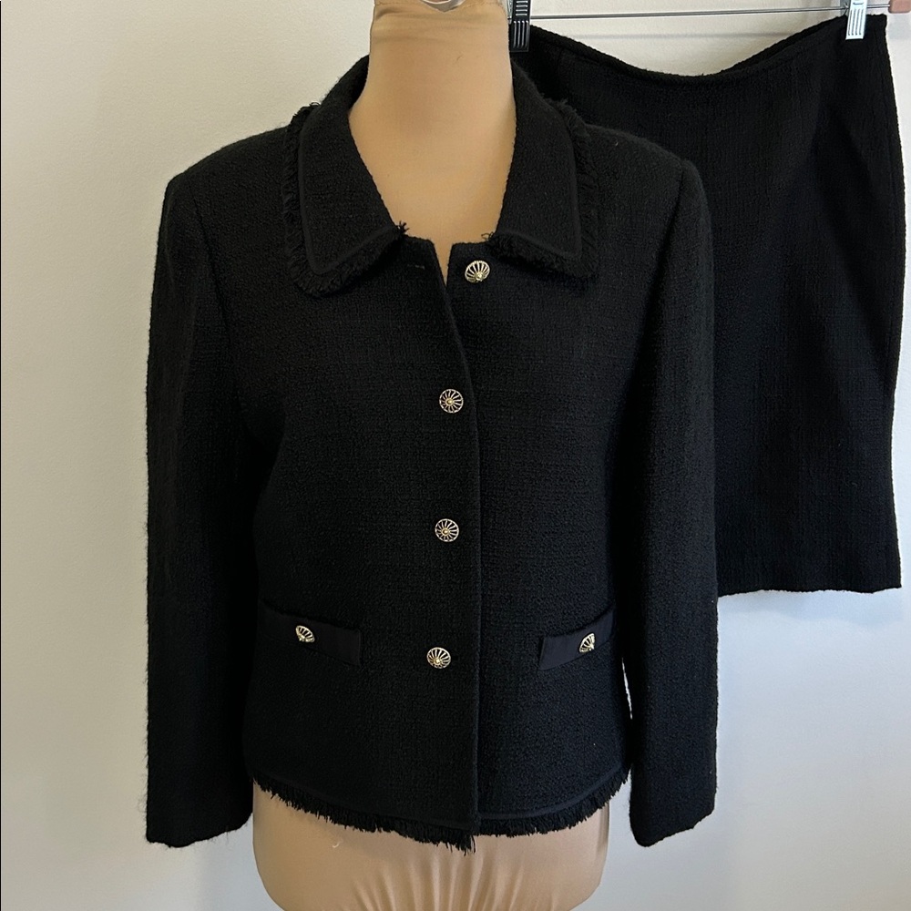 Tahari Luxe Black Tweed Blazer Skirt Set - Picture 2 of 10